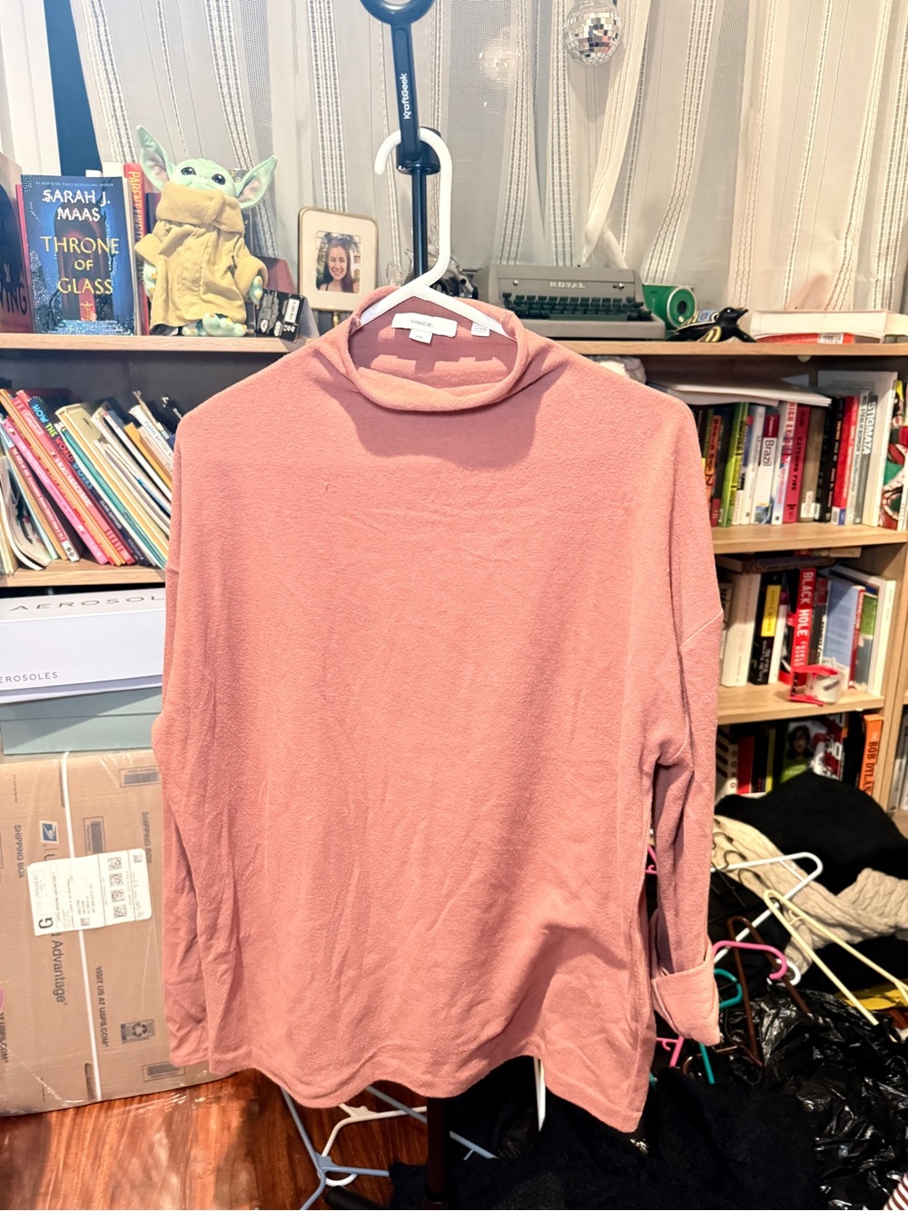 Vince Large Dusty Rose Pink Oversized Cowl Neck Long Sleeve Sweater Top
